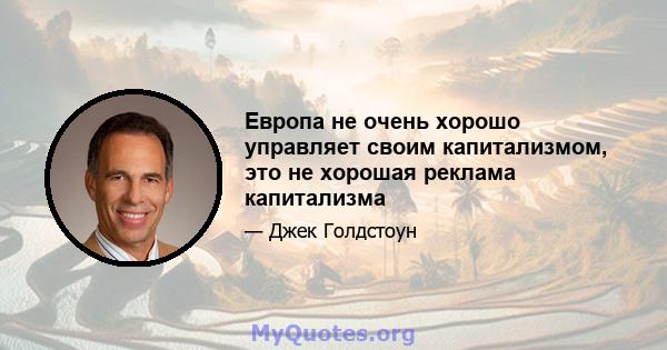 Европа не очень хорошо управляет своим капитализмом, это не хорошая реклама капитализма