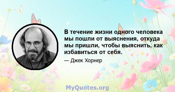 В течение жизни одного человека мы пошли от выяснения, откуда мы пришли, чтобы выяснить, как избавиться от себя.