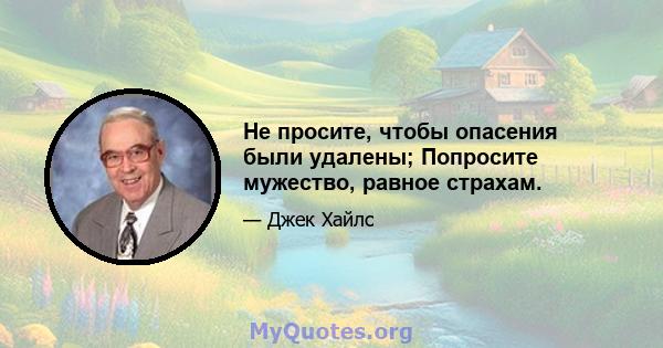 Не просите, чтобы опасения были удалены; Попросите мужество, равное страхам.