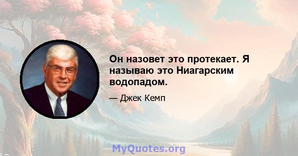 Он назовет это протекает. Я называю это Ниагарским водопадом.