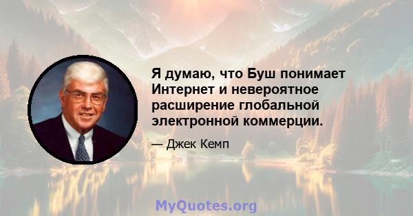 Я думаю, что Буш понимает Интернет и невероятное расширение глобальной электронной коммерции.