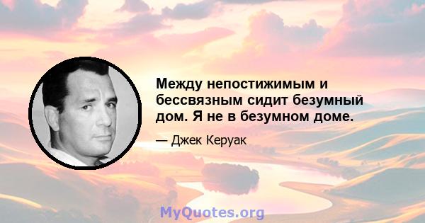 Между непостижимым и бессвязным сидит безумный дом. Я не в безумном доме.