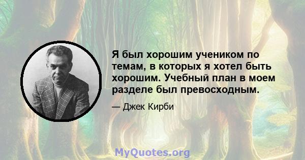 Я был хорошим учеником по темам, в которых я хотел быть хорошим. Учебный план в моем разделе был превосходным.