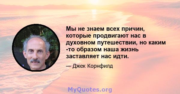 Мы не знаем всех причин, которые продвигают нас в духовном путешествии, но каким -то образом наша жизнь заставляет нас идти.