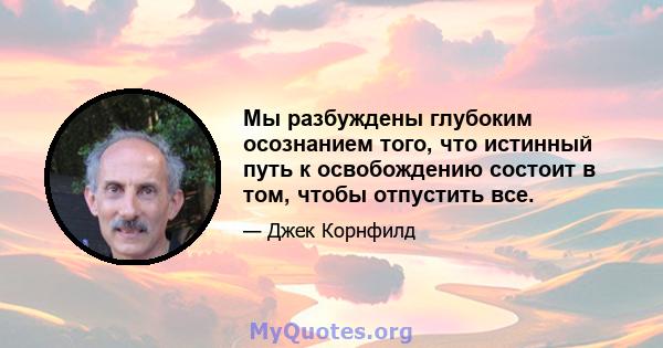 Мы разбуждены глубоким осознанием того, что истинный путь к освобождению состоит в том, чтобы отпустить все.