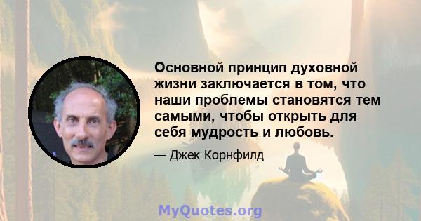 Основной принцип духовной жизни заключается в том, что наши проблемы становятся тем самыми, чтобы открыть для себя мудрость и любовь.