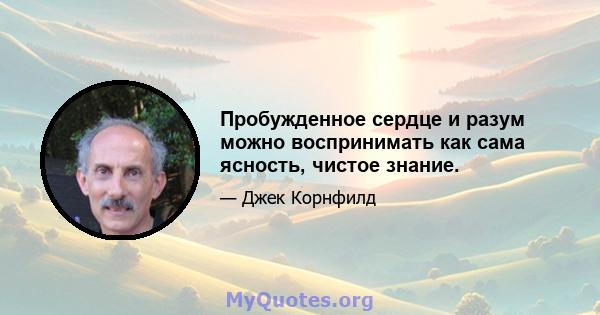 Пробужденное сердце и разум можно воспринимать как сама ясность, чистое знание.