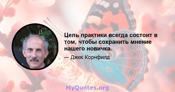 Цель практики всегда состоит в том, чтобы сохранить мнение нашего новичка.