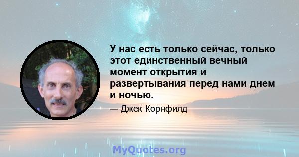 У нас есть только сейчас, только этот единственный вечный момент открытия и развертывания перед нами днем ​​и ночью.