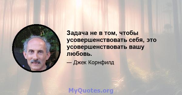 Задача не в том, чтобы усовершенствовать себя, это усовершенствовать вашу любовь.