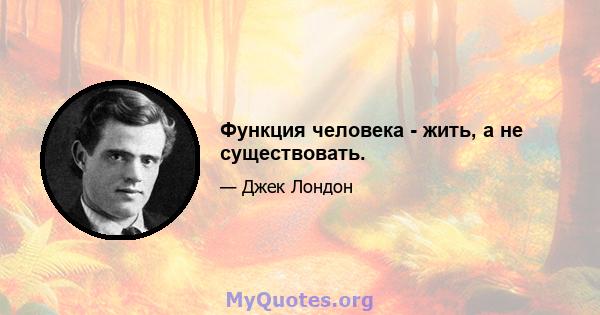 Функция человека - жить, а не существовать.