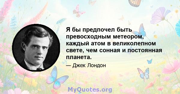 Я бы предпочел быть превосходным метеором, каждый атом в великолепном свете, чем сонная и постоянная планета.