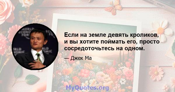 Если на земле девять кроликов, и вы хотите поймать его, просто сосредоточьтесь на одном.