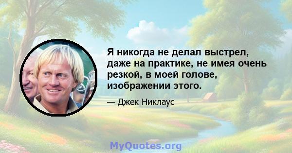 Я никогда не делал выстрел, даже на практике, не имея очень резкой, в моей голове, изображении этого.