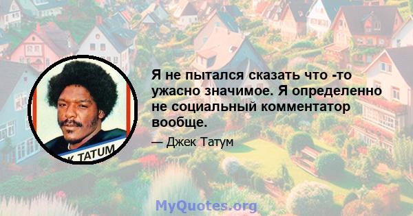 Я не пытался сказать что -то ужасно значимое. Я определенно не социальный комментатор вообще.