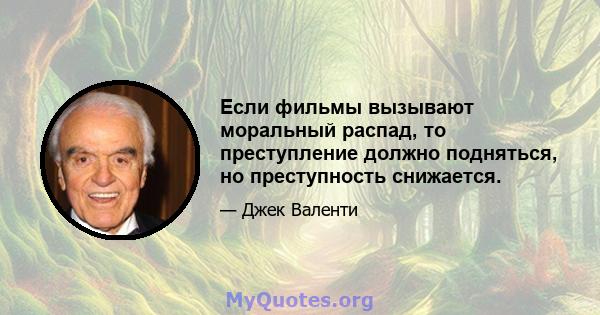 Если фильмы вызывают моральный распад, то преступление должно подняться, но преступность снижается.