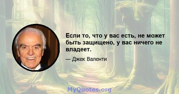 Если то, что у вас есть, не может быть защищено, у вас ничего не владеет.