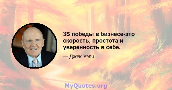 3S победы в бизнесе-это скорость, простота и уверенность в себе.