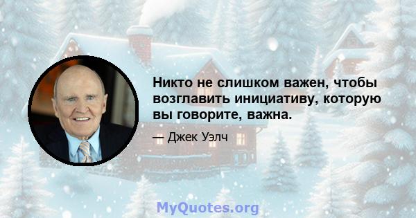 Никто не слишком важен, чтобы возглавить инициативу, которую вы говорите, важна.