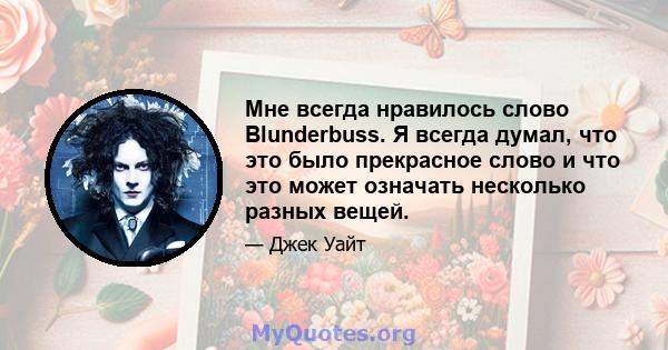 Мне всегда нравилось слово Blunderbuss. Я всегда думал, что это было прекрасное слово и что это может означать несколько разных вещей.