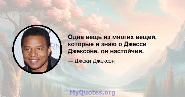 Одна вещь из многих вещей, которые я знаю о Джесси Джексоне, он настойчив.