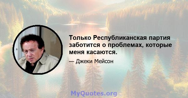 Только Республиканская партия заботится о проблемах, которые меня касаются.