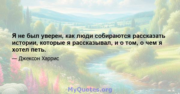 Я не был уверен, как люди собираются рассказать истории, которые я рассказывал, и о том, о чем я хотел петь.