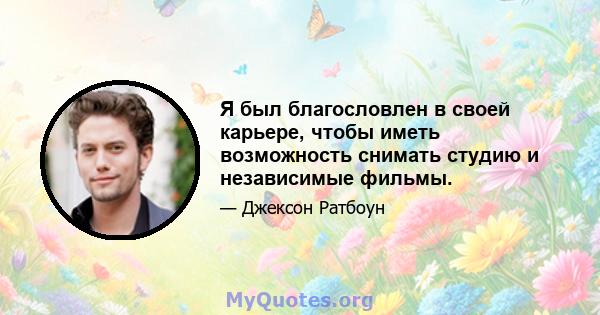 Я был благословлен в своей карьере, чтобы иметь возможность снимать студию и независимые фильмы.