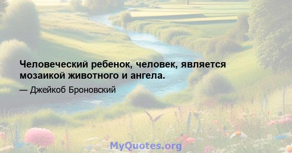 Человеческий ребенок, человек, является мозаикой животного и ангела.