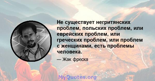 Не существует негритянских проблем, польских проблем, или еврейских проблем, или греческих проблем, или проблем с женщинами, есть проблемы человека.