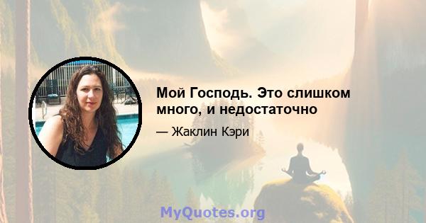 Мой Господь. Это слишком много, и недостаточно