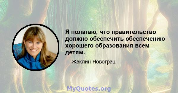 Я полагаю, что правительство должно обеспечить обеспечению хорошего образования всем детям.