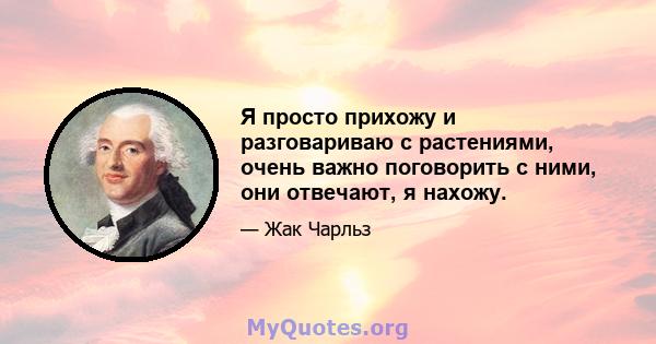 Я просто прихожу и разговариваю с растениями, очень важно поговорить с ними, они отвечают, я нахожу.