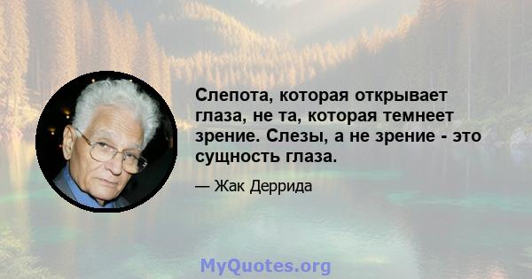 Слепота, которая открывает глаза, не та, которая темнеет зрение. Слезы, а не зрение - это сущность глаза.