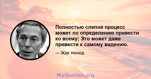 Полностью слепой процесс может по определению привести ко всему; Это может даже привести к самому видению.