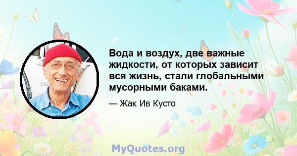 Вода и воздух, две важные жидкости, от которых зависит вся жизнь, стали глобальными мусорными баками.