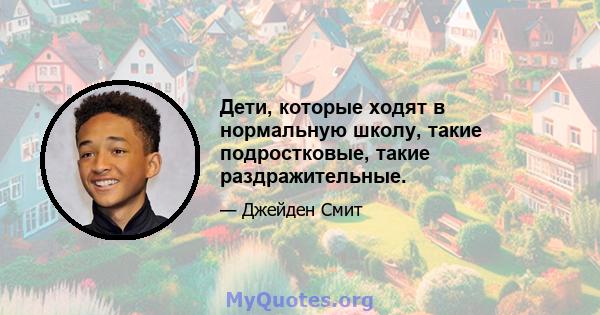 Дети, которые ходят в нормальную школу, такие подростковые, такие раздражительные.