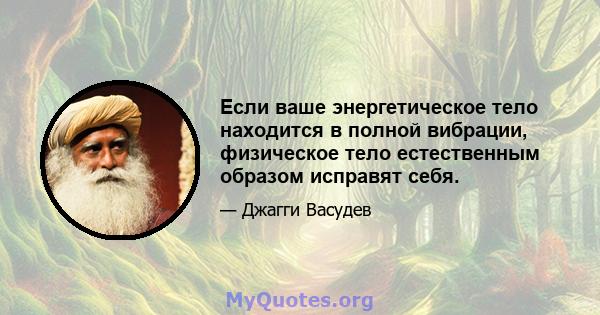 Если ваше энергетическое тело находится в полной вибрации, физическое тело естественным образом исправят себя.