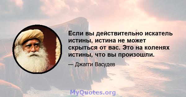 Если вы действительно искатель истины, истина не может скрыться от вас. Это на коленях истины, что вы произошли.