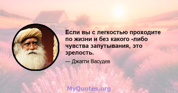 Если вы с легкостью проходите по жизни и без какого -либо чувства запутывания, это зрелость.