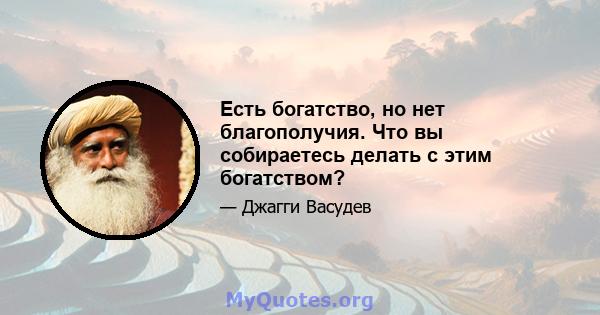 Есть богатство, но нет благополучия. Что вы собираетесь делать с этим богатством?