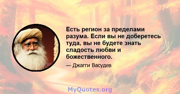 Есть регион за пределами разума. Если вы не доберетесь туда, вы не будете знать сладость любви и божественного.