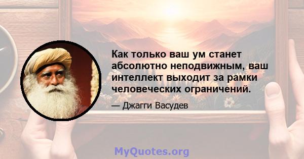 Как только ваш ум станет абсолютно неподвижным, ваш интеллект выходит за рамки человеческих ограничений.