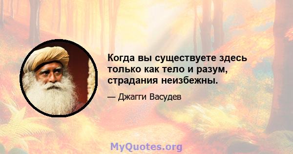 Когда вы существуете здесь только как тело и разум, страдания неизбежны.