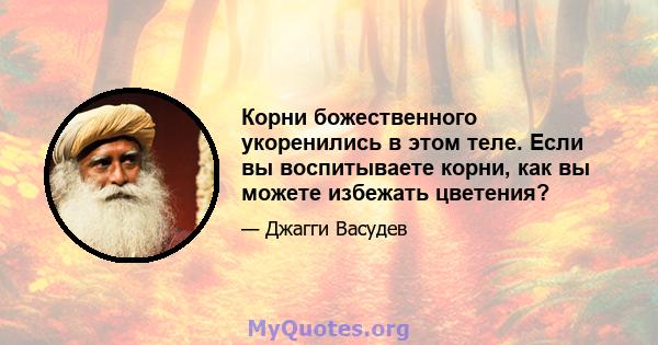 Корни божественного укоренились в этом теле. Если вы воспитываете корни, как вы можете избежать цветения?