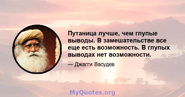 Путаница лучше, чем глупые выводы. В замешательстве все еще есть возможность. В глупых выводах нет возможности.