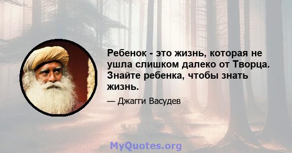 Ребенок - это жизнь, которая не ушла слишком далеко от Творца. Знайте ребенка, чтобы знать жизнь.