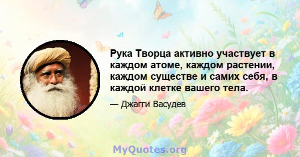 Рука Творца активно участвует в каждом атоме, каждом растении, каждом существе и самих себя, в каждой клетке вашего тела.