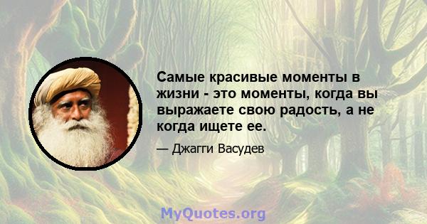 Самые красивые моменты в жизни - это моменты, когда вы выражаете свою радость, а не когда ищете ее.