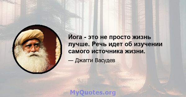 Йога - это не просто жизнь лучше. Речь идет об изучении самого источника жизни.